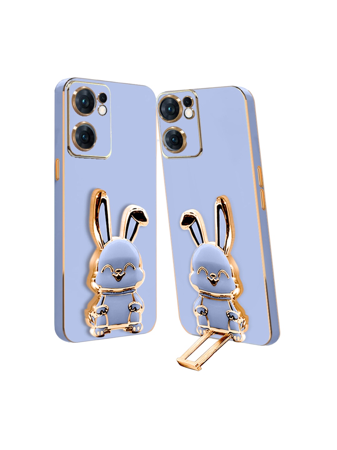 

Karwan Oppo Reno 7 Back Case With 3D Bunny Folding Stand, Blue