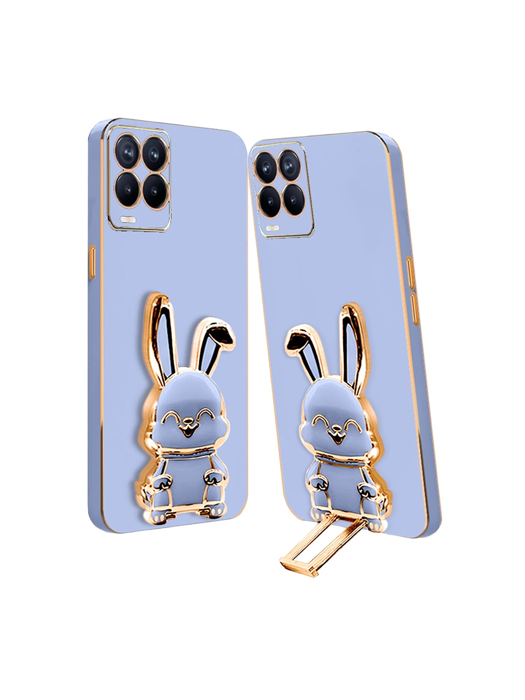 

Karwan Realme 8 4G Back Case With 3D Bunny Folding Stand, Blue