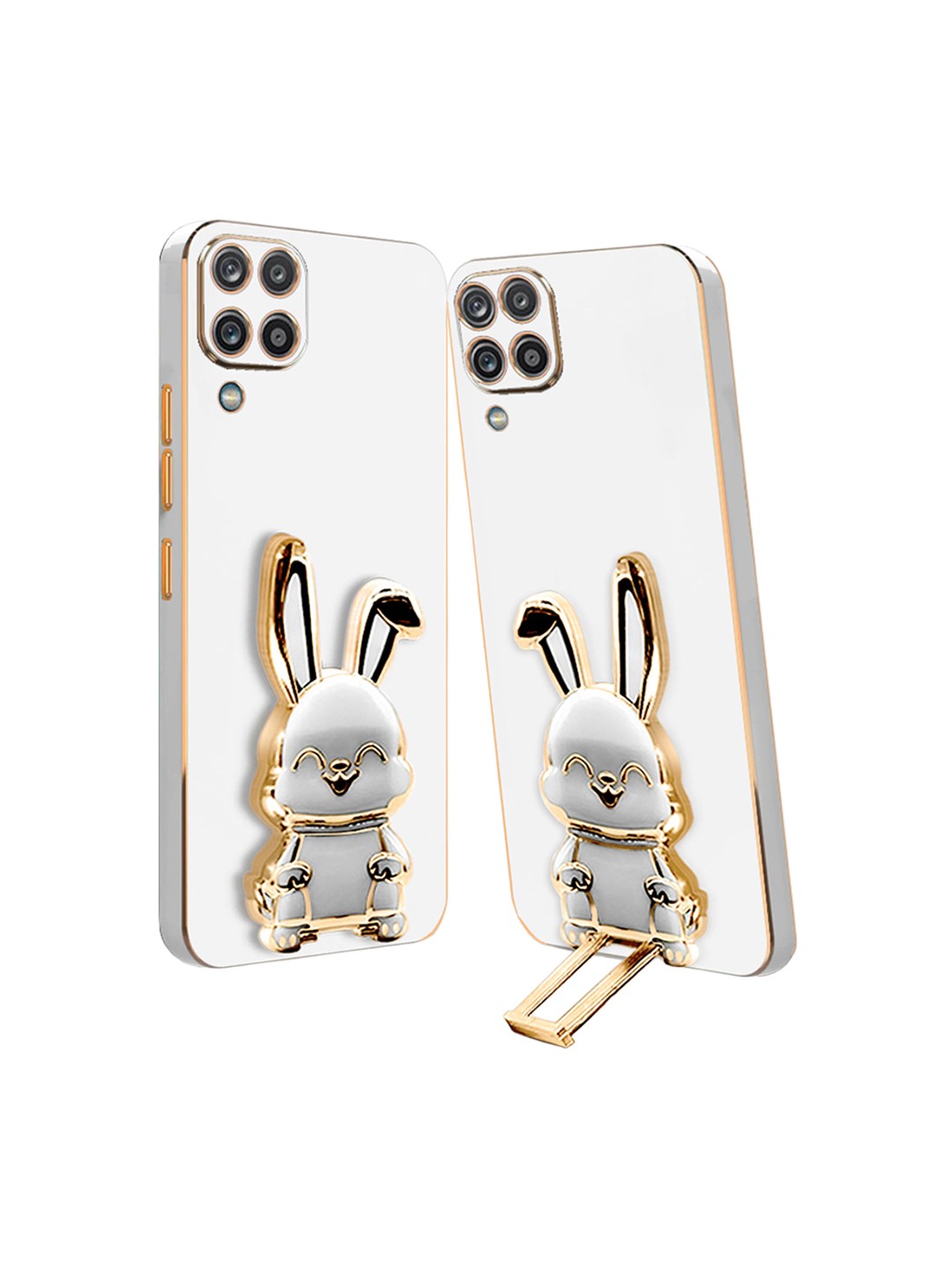 

Karwan Samsung A12 Back Case With 3D Bunny Folding Stand, White