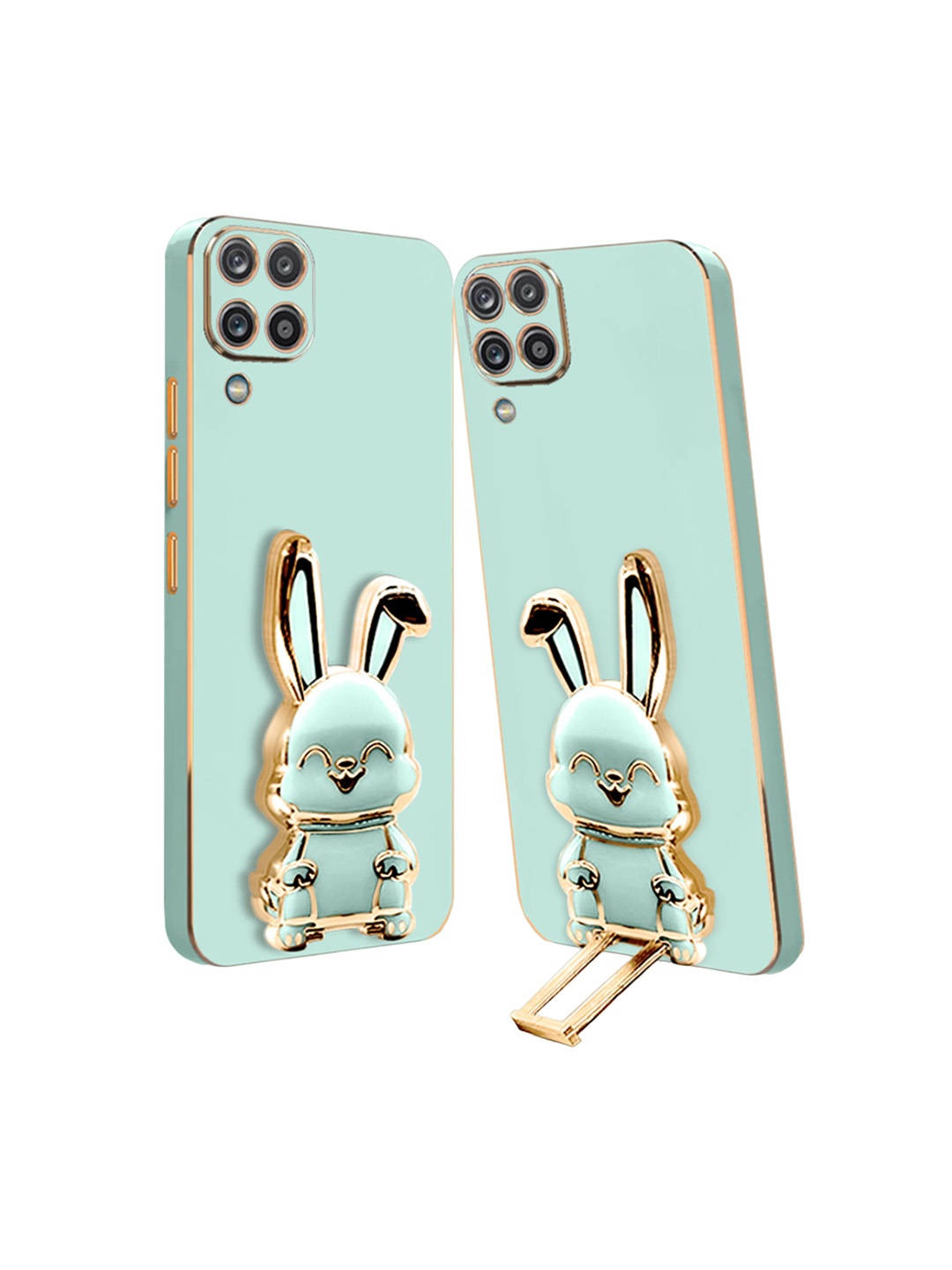 

Karwan Samsung A12 4G Back Case With 3D Bunny Folding Stand, Green