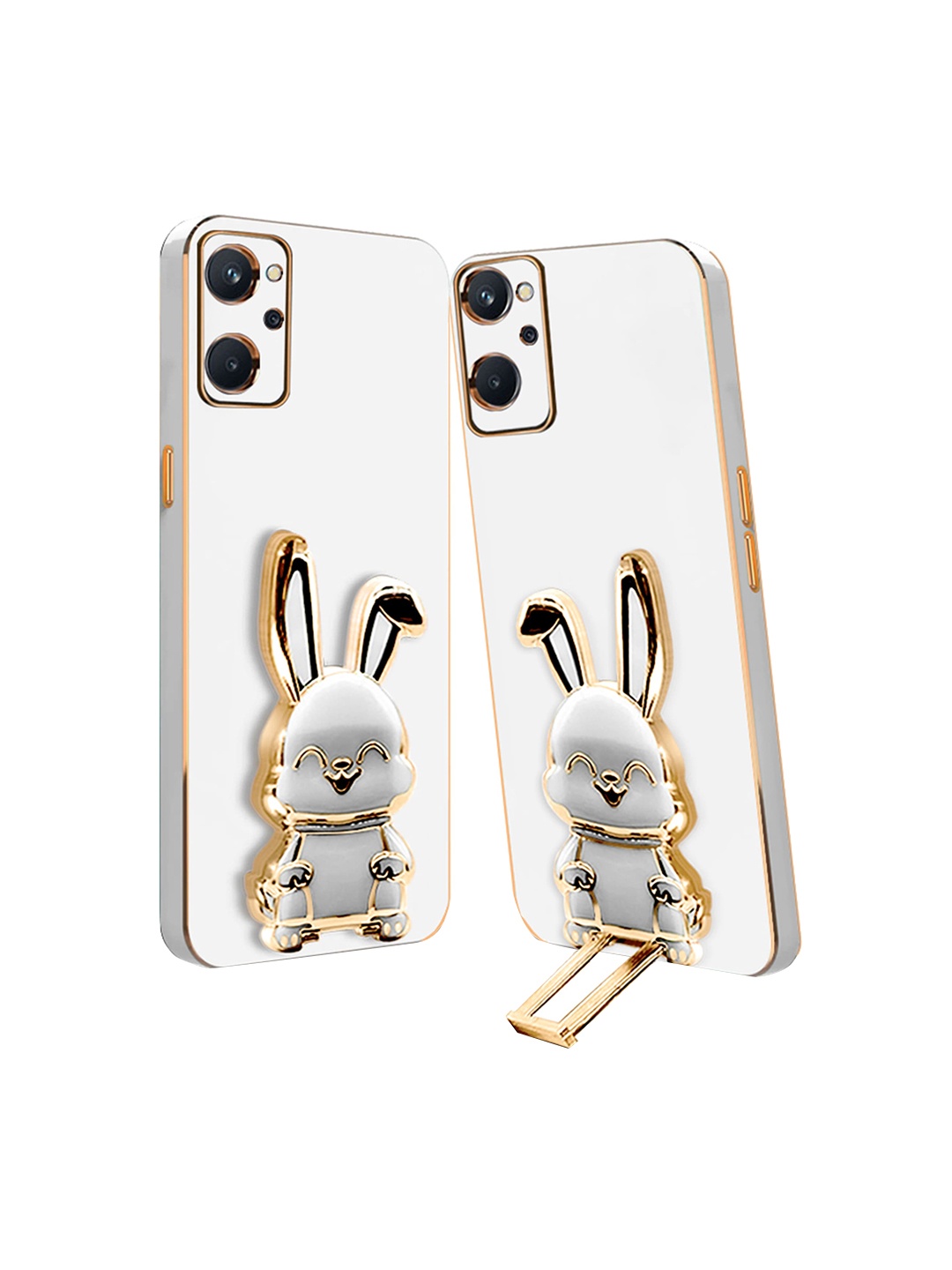 

Karwan 3D Bunny with Folding Stand Slip Proof Realme 9i 4G Back Case, White