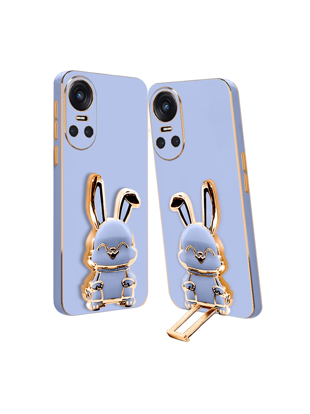 

Karwan Oppo Reno 10 Pro Back Case With 3D Bunny Folding Stand, Blue