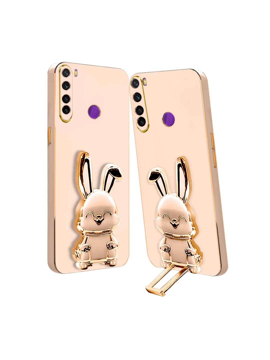 

Karwan 3D Bunny Redmi Note 8 Back Case With Folding Stand, Pink