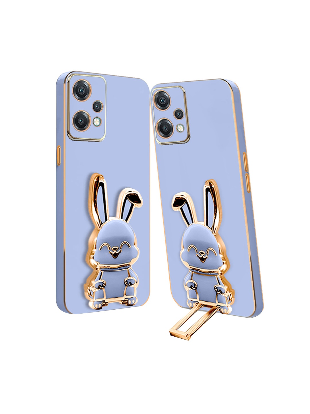 

Karwan Unisex 3D Bunny Printed Redmi Note 12 Pro Folding Stand Back Cover, Blue