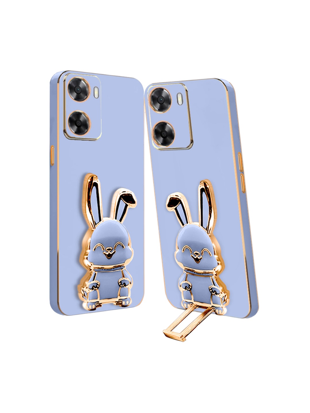 

Karwan 3D Bunny Printed Oppo A96 Folding Stand Back Cover, Blue