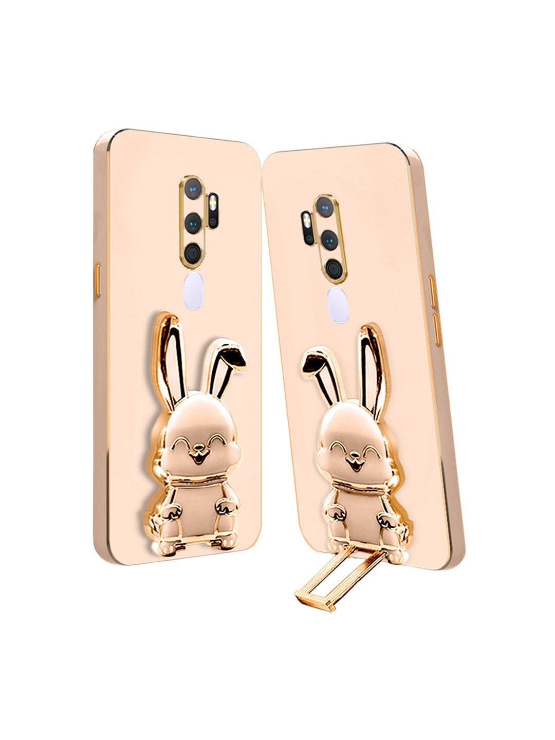 

Karwan Unisex 3D Bunny With Folding Stand Compatible for Oppo A9 2020 Back Cover Case, Pink