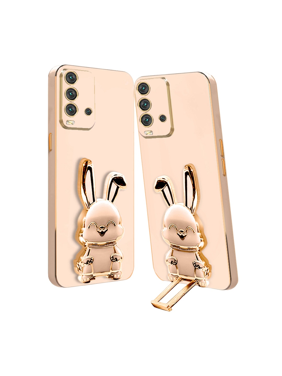 

Karwan Redmi 9 Power Back Case With 3D Bunny Folding Stand, Pink