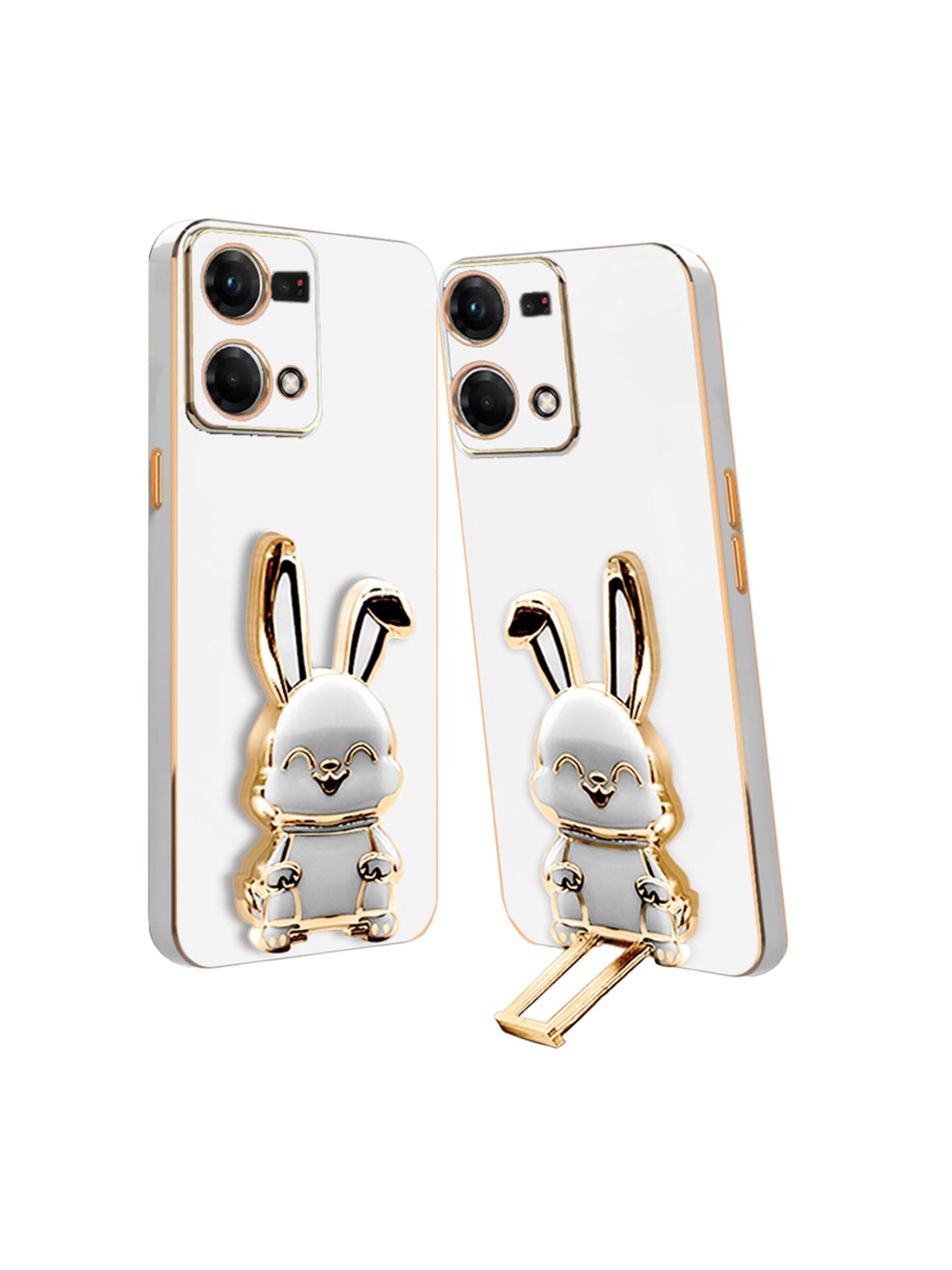 

Karwan 3D Bunny & Folding Stand Oppo F21 Pro 4G Mobile Case, White
