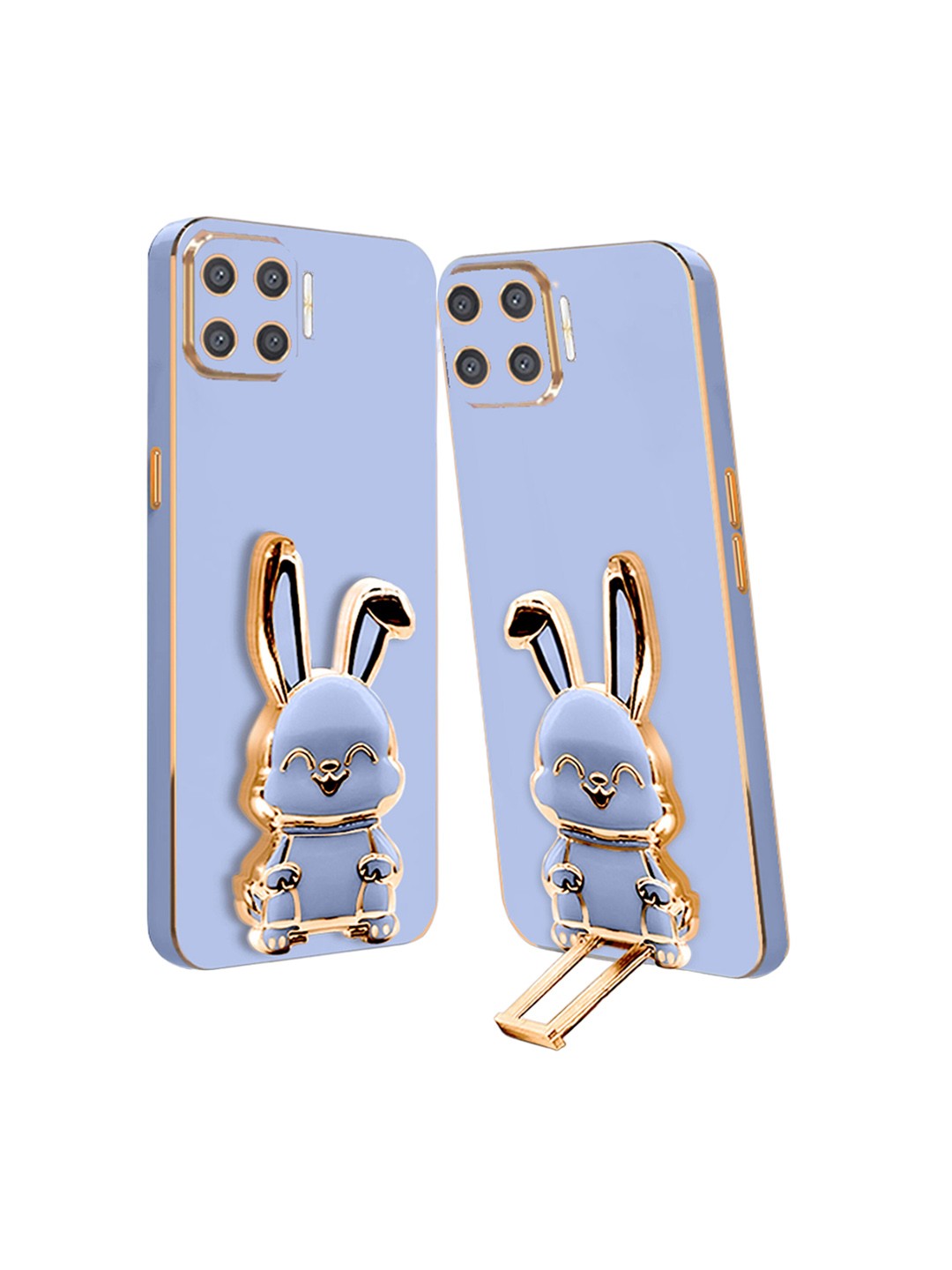 

Karwan 3D Bunny With Folding Stand Compatible For Oppo F19 Pro Back Cover, Blue