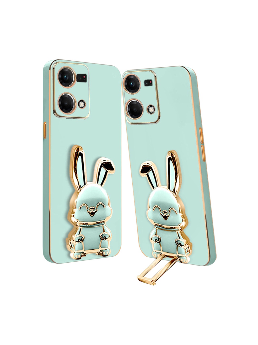 

Karwan Oppo F21 Pro 4G 3D Bunny with Folding Stand Mobile Cover, Green