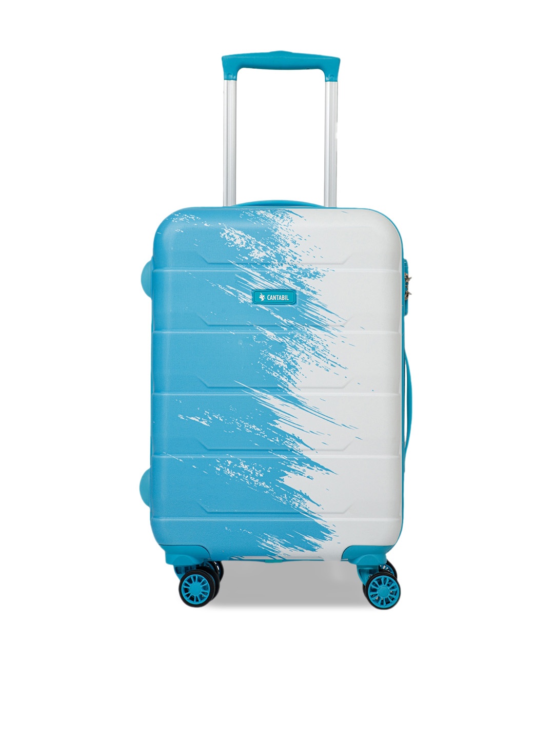 

Cantabil Blue & White Textured Hard-Sided Trolley Suitcases