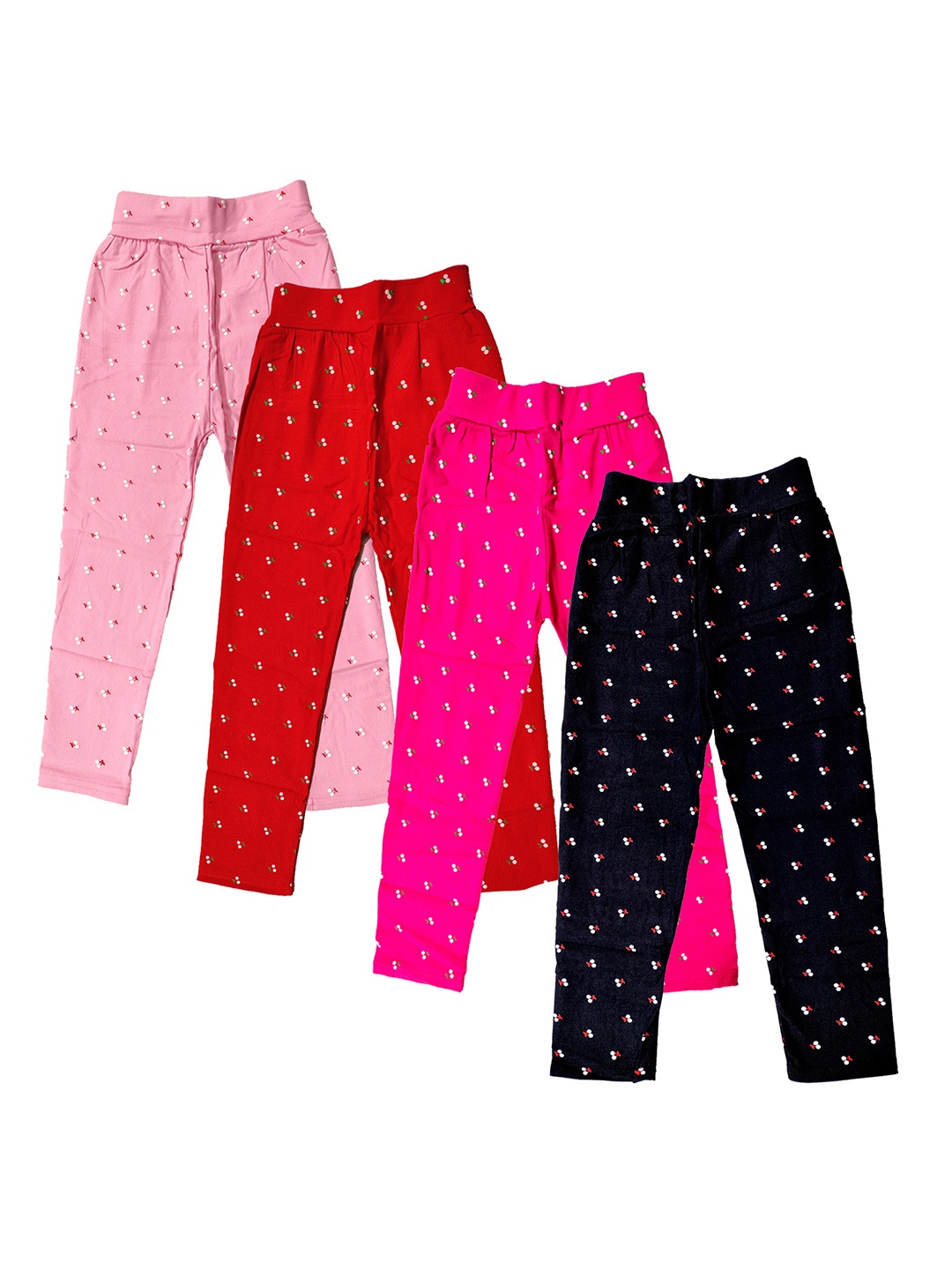 

BAESD Girls Pack of 4 Printed Stretchable Skinny Fit Ankle Length Leggings, Red