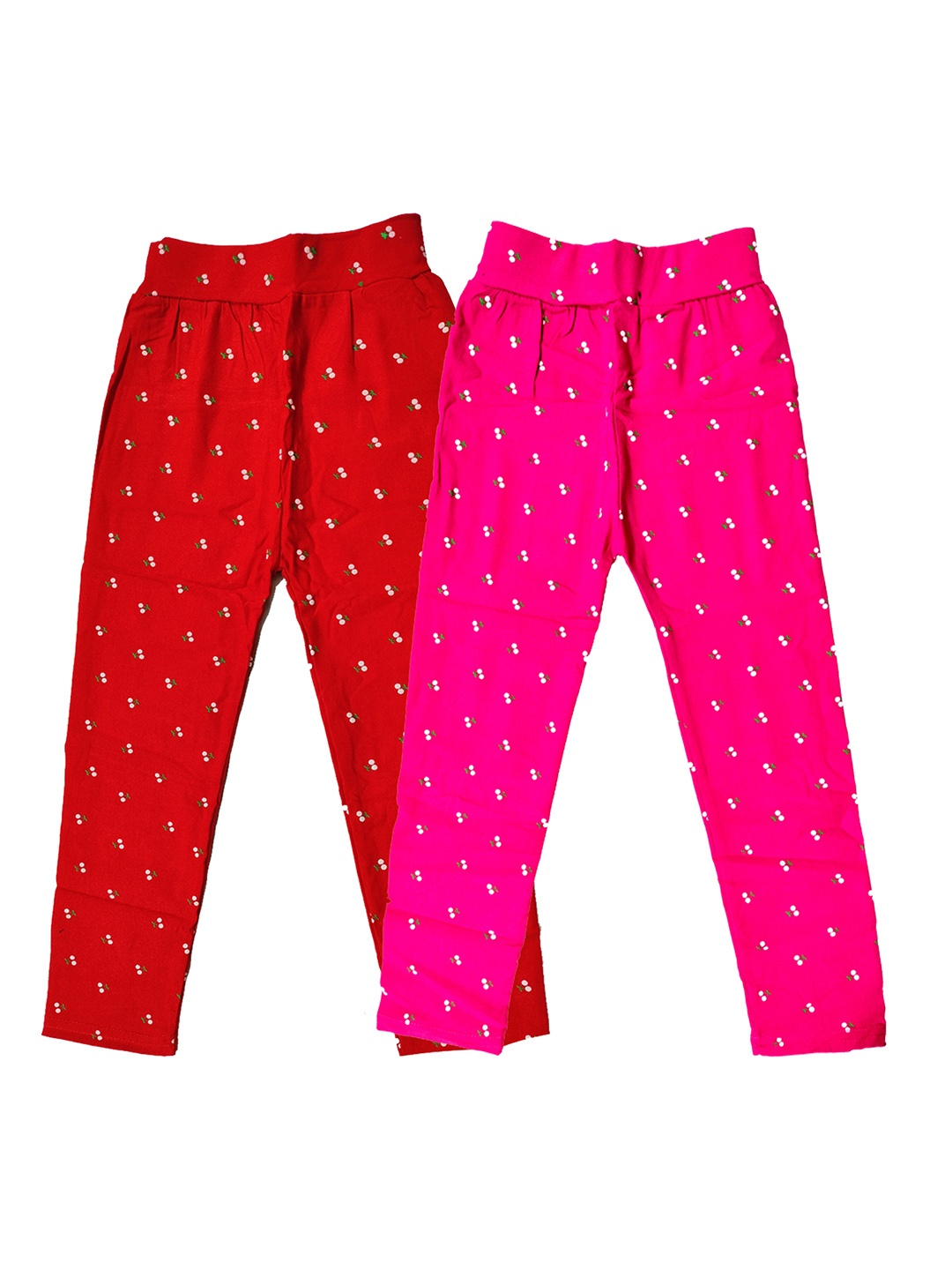 

BAESD Girls Pack Of 2 Printed Stretchable Ankle Length Leggings, Red