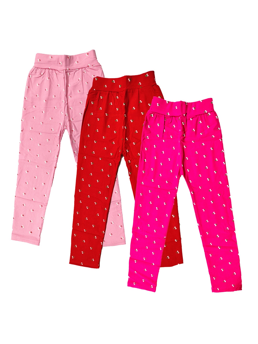 

BAESD Girls Pack of 3 Printed Stretchable Skinny Fit Ankle Length Leggings, Peach