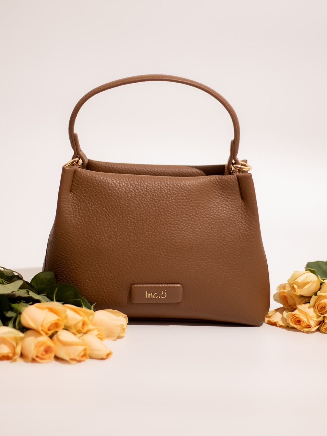 

Inc 5 Zip Detail Textured Handheld Bag, Beige