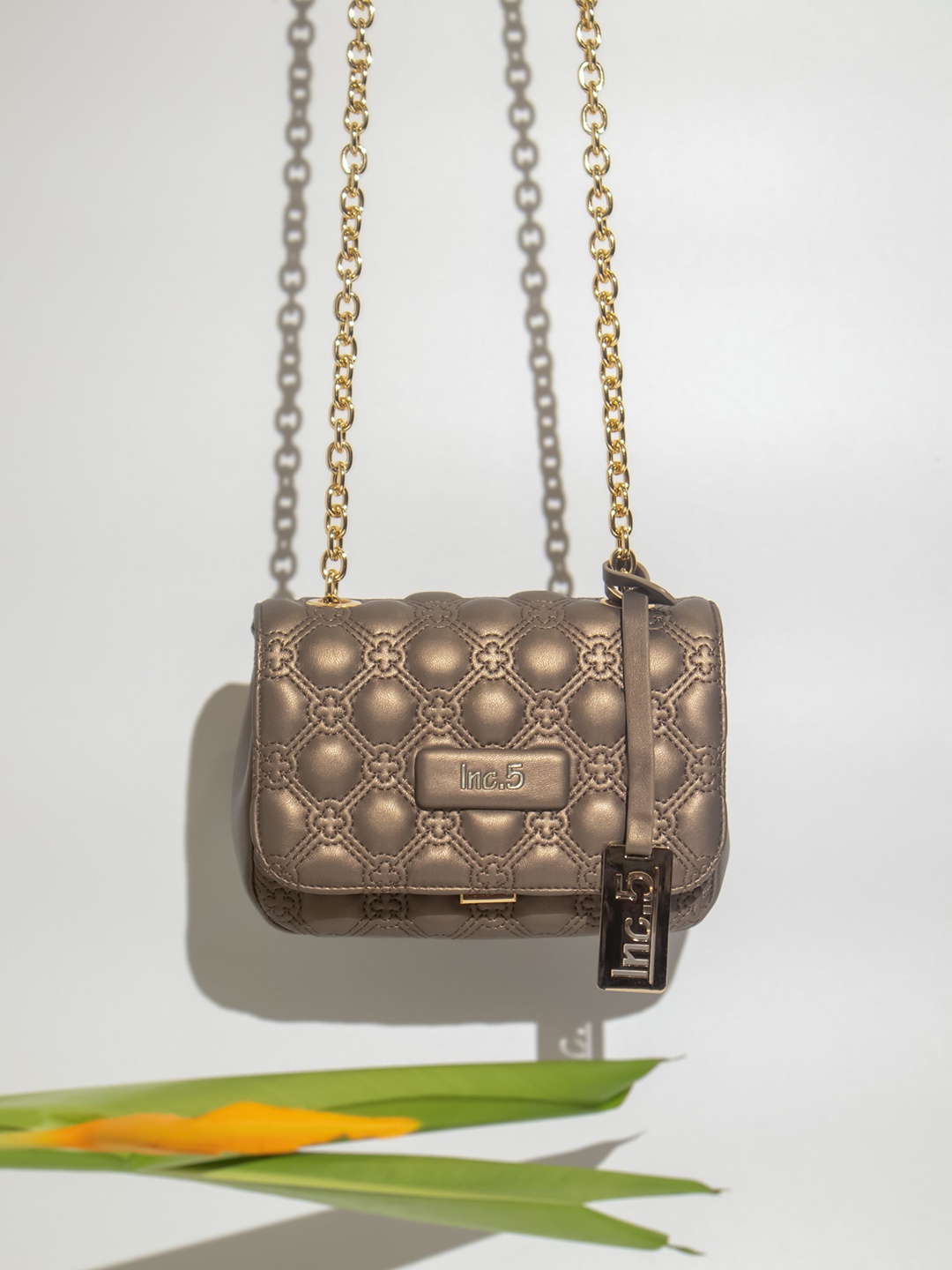 

Inc 5 Textured Structured Sling Bag, Beige