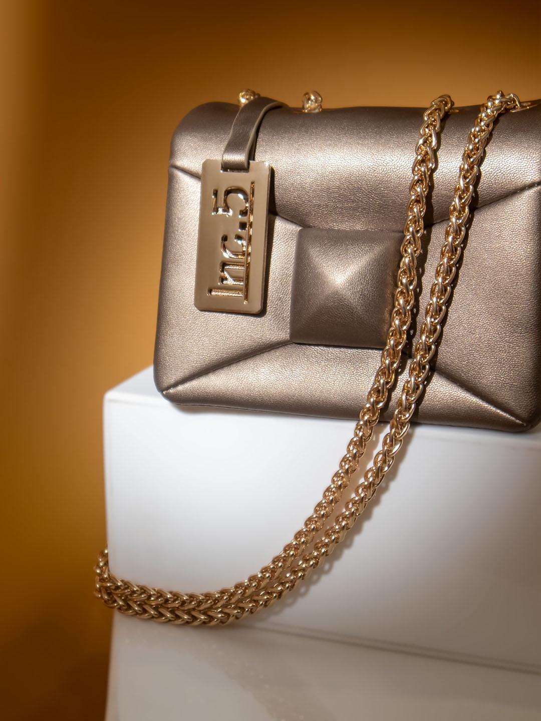 

Inc 5 Embellished Structured Sling Bag, Grey