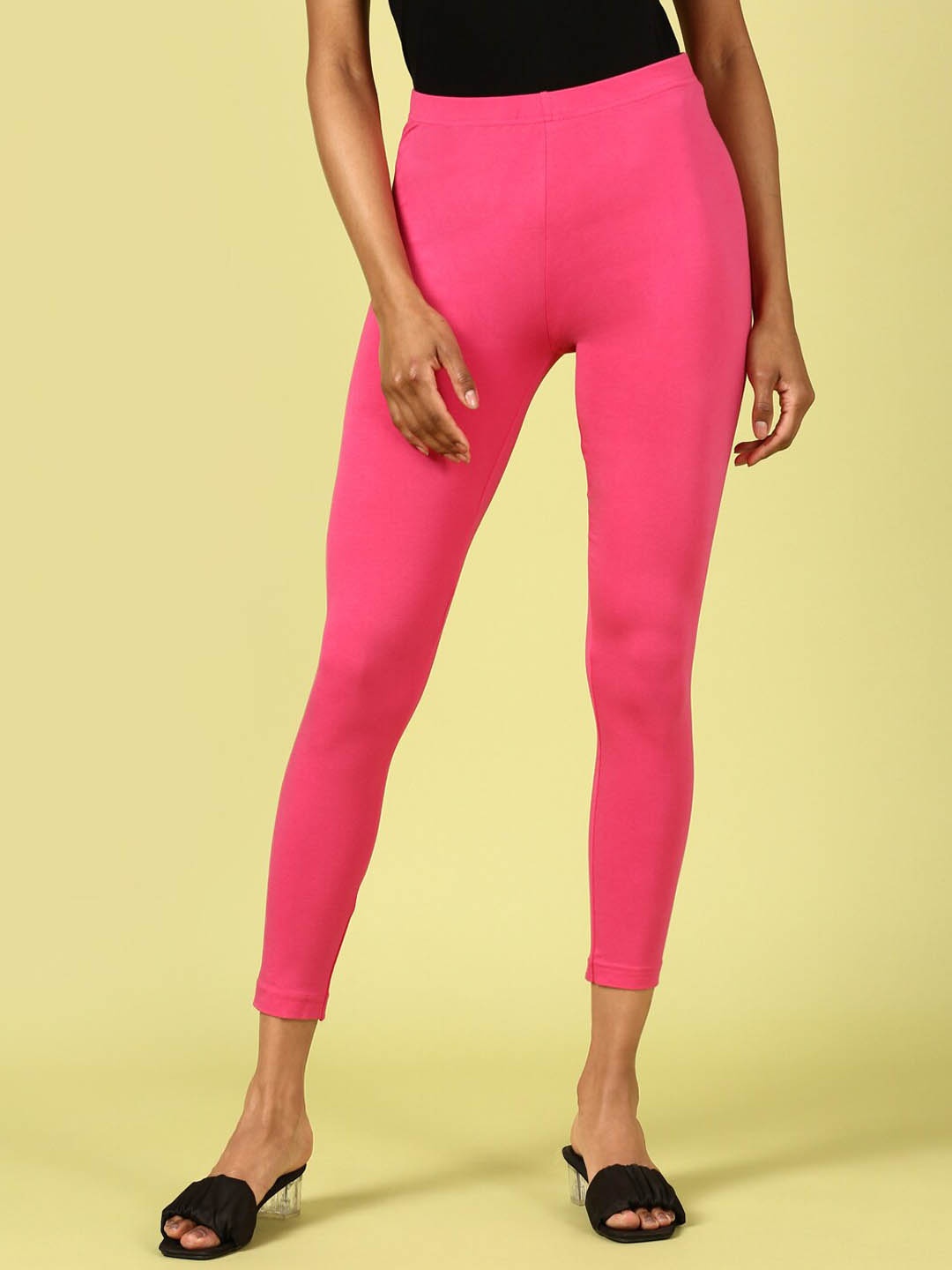 

De Moza Cotton Ankle Length Leggings, Pink