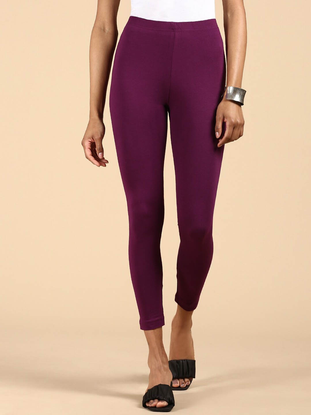 

De Moza Cotton Ankle Length Leggings, Purple