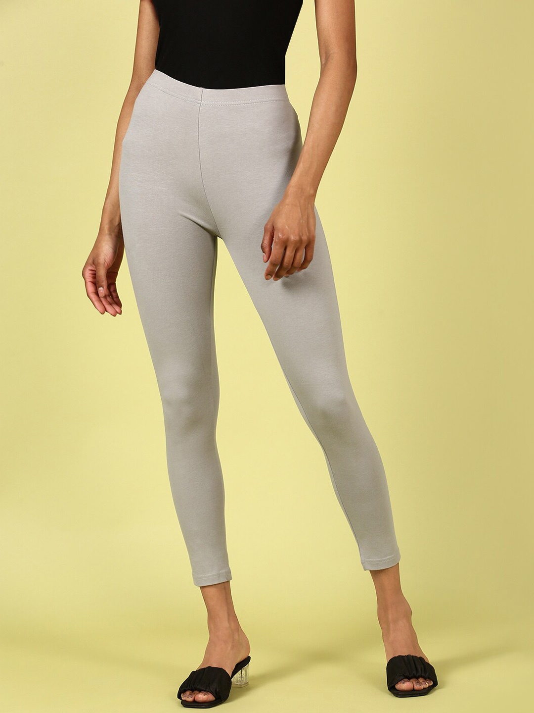 

De Moza Ankle Length Cotton Leggings, Grey