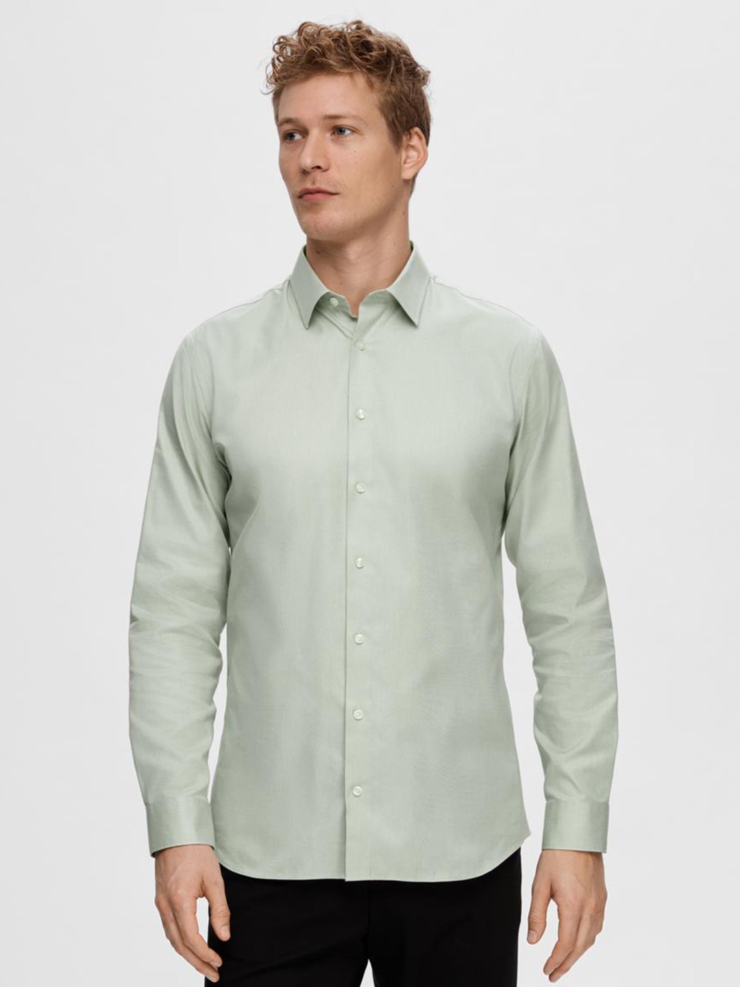 

SELECTED Slim Fit Spread Collar Cotton Formal Shirt, Green