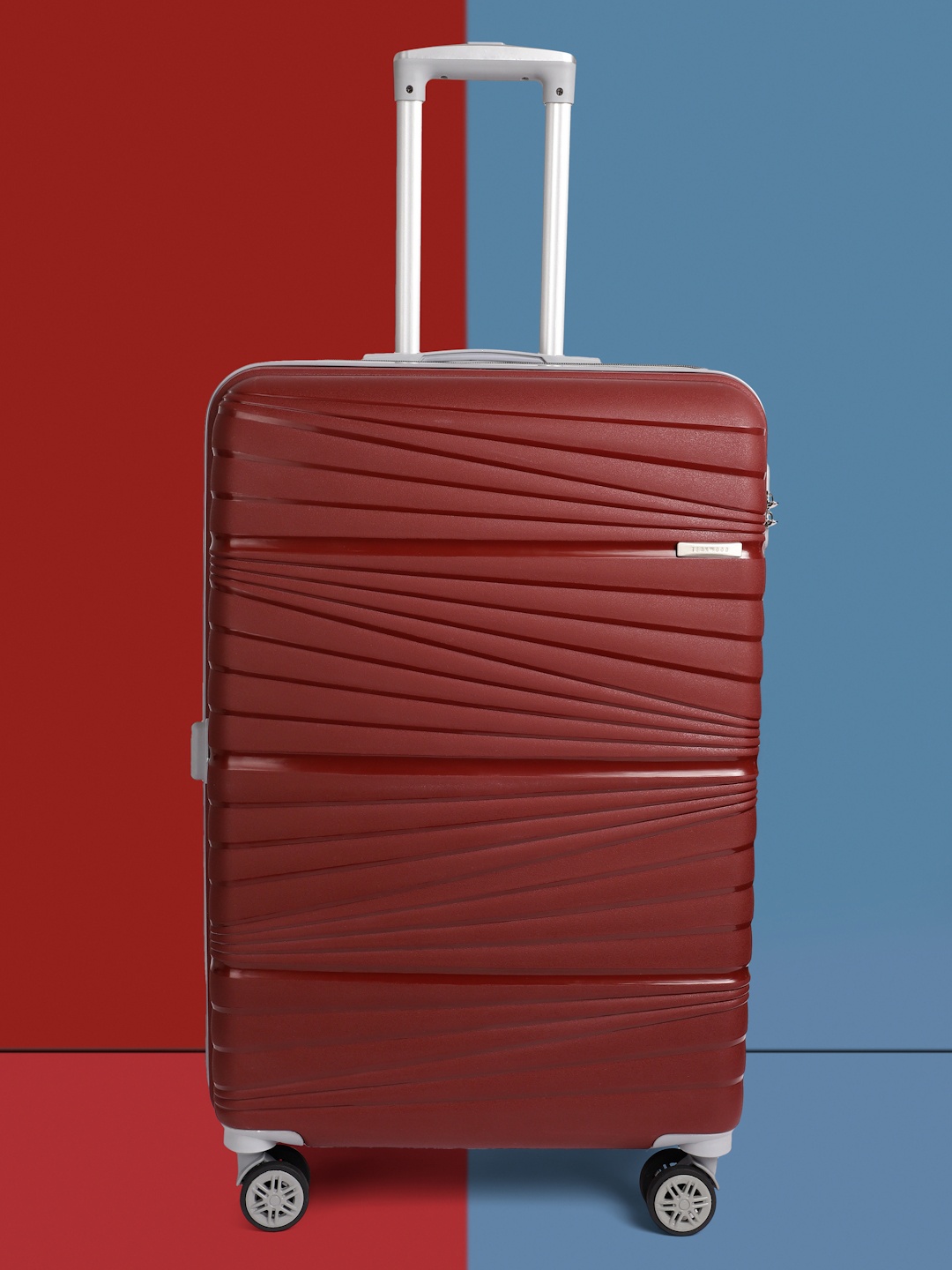

Teakwood Leathers Prism Textured 360 Degree Rotation Hard Large-Sized Trolley Bag 95L, Maroon