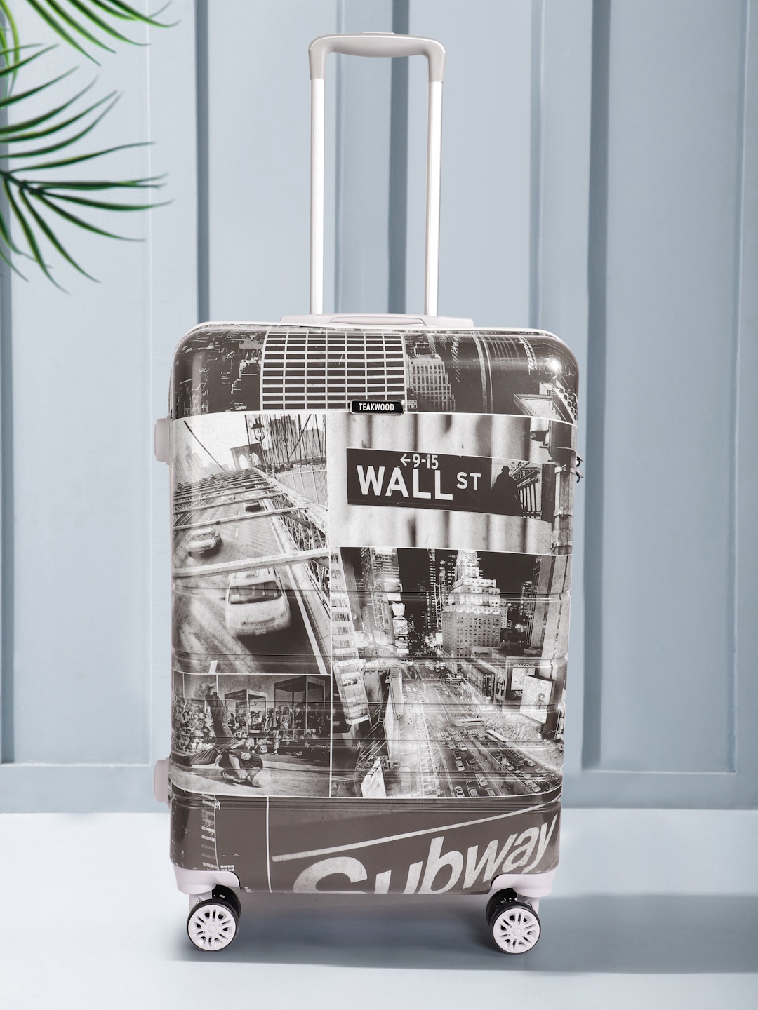 

Teakwood Leathers Subway Print 360 Degree Rotation Hard Medium-Sized Trolley Bag 54.6L, Grey