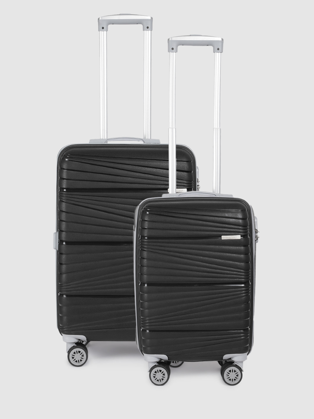 

Teakwood Leathers Prism Set of 2 360-Degree Rotation Hard-Sided Trolley Bags 86.6L, Black