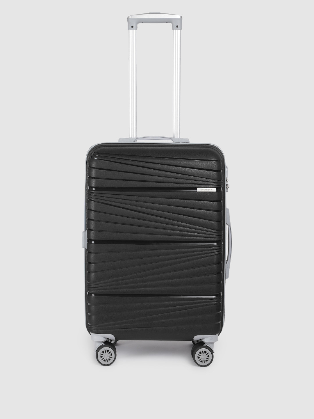 

Teakwood Leathers Prism 360 Degree Rotation Hard-Sided Medium-Sized Trolley Bag 54.6L, Black
