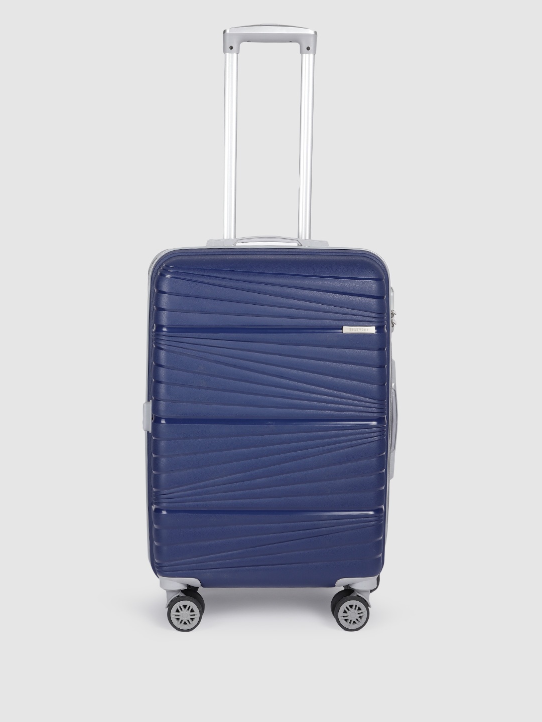 

Teakwood Leathers Hard 4 Wheels 360-Degree Rotation Prism Medium Trolley Bag- 54.6 L, Navy blue