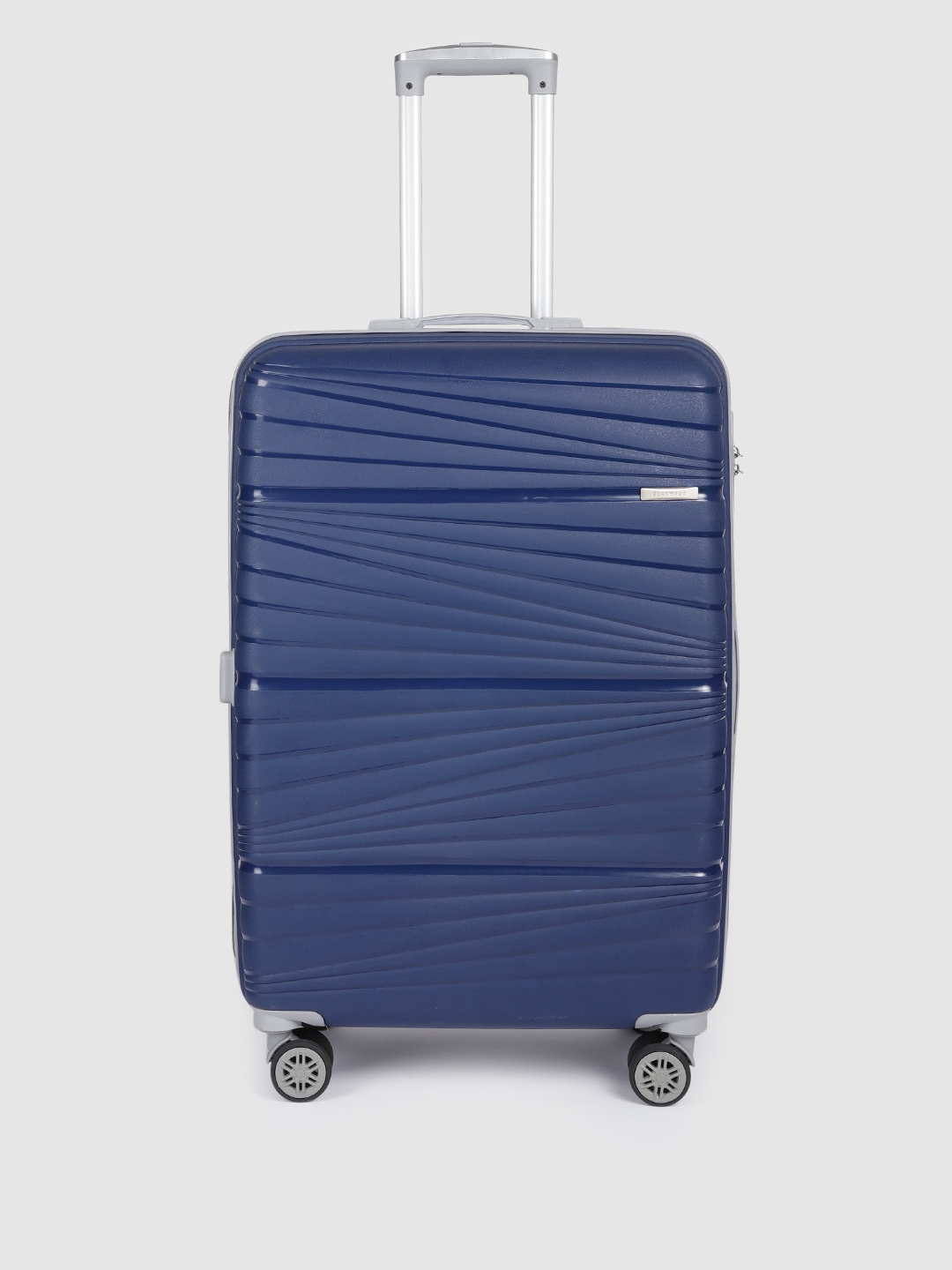 

Teakwood Leathers Hard 4 Wheels 360-Degree Rotation Prism Large Trolley Bag- 95.5 L, Navy blue