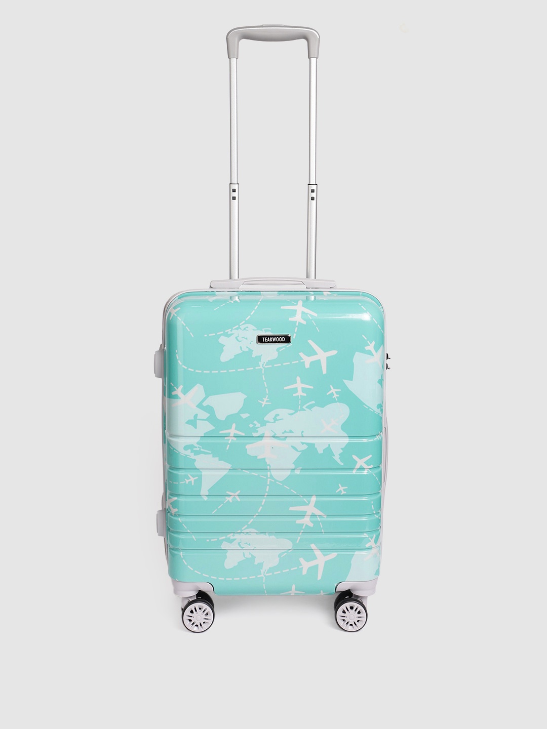 

Teakwood Leathers Aeroplane Printed 360 Degree Rotation Hard Cabin Trolley Bag 32.2 Ltr, Green