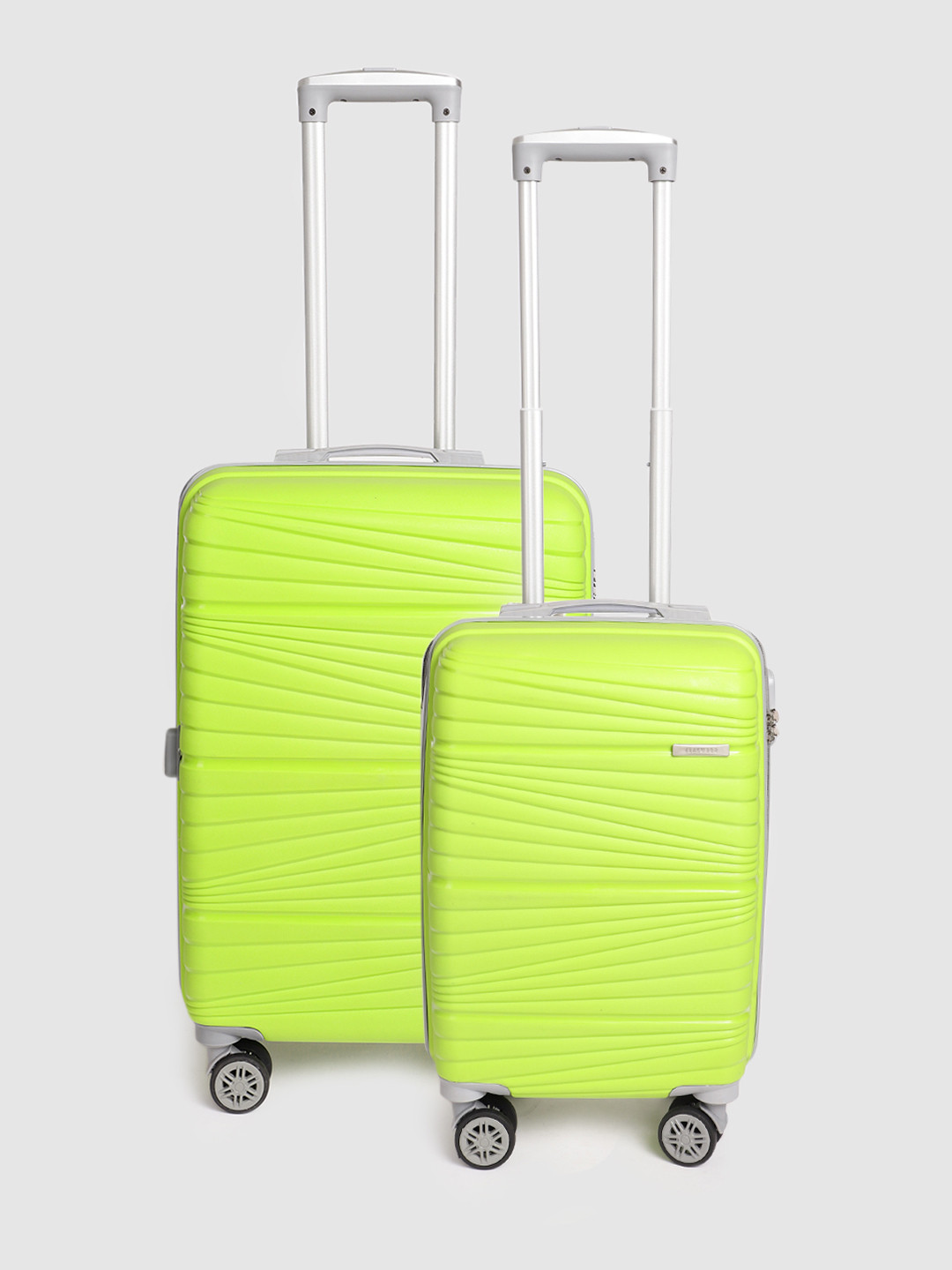 

Teakwood Leathers Set of 2 Prism Patterned Hard-Sided 360-Degree Rotation Trolley Bag, Green