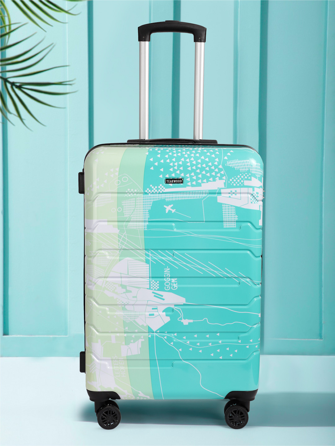

Teakwood Leathers Twin Printed 360 Degree Rotation Hard-Sided Medium-Sized Trolley Bag 54L, Green