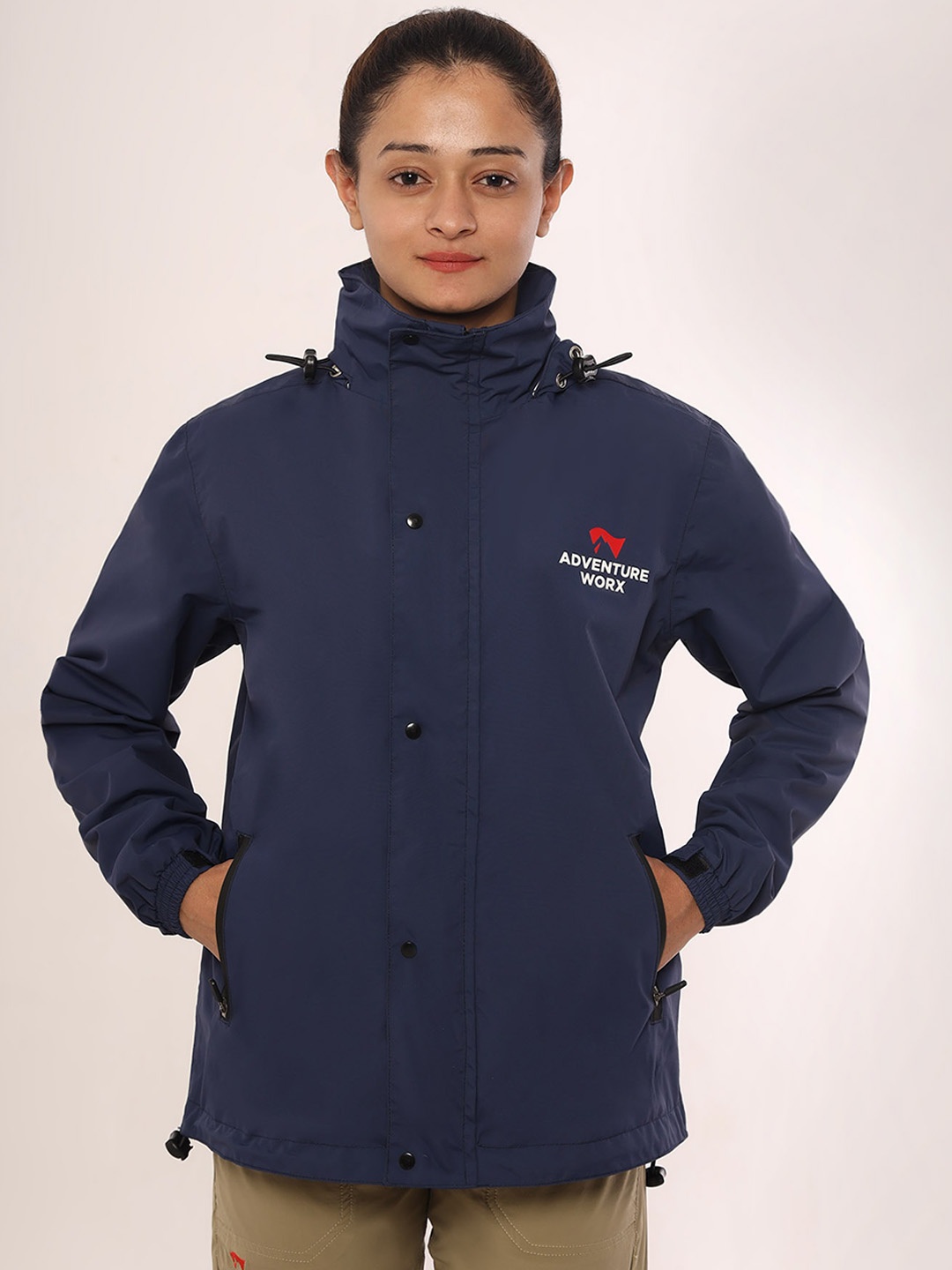 

ADVENTURE WORX Hooded Waterproof Rain Jacket, Navy blue