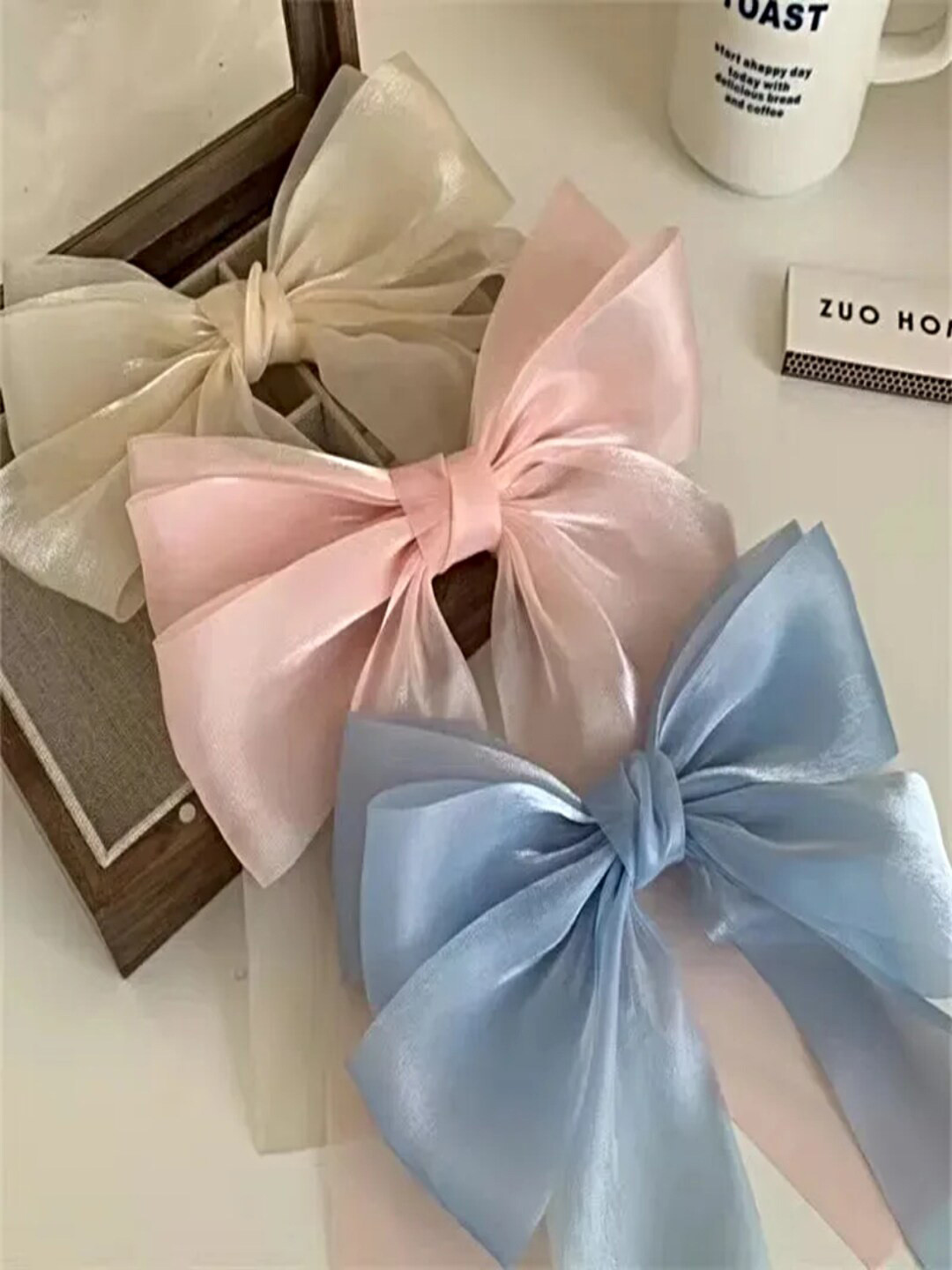 

Proplady Set of 3 Organza Alligator Hair Clip, Beige