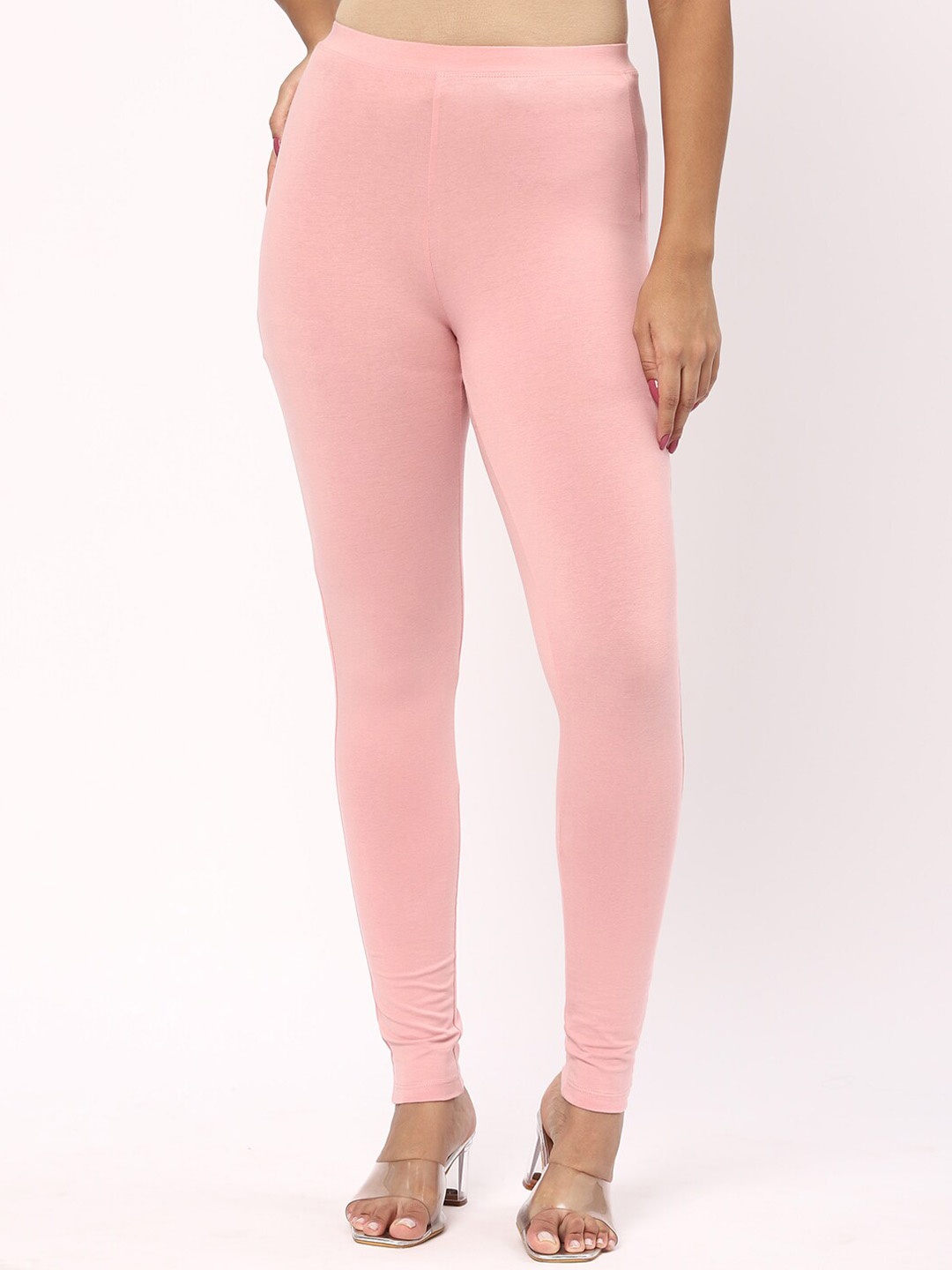 

R&B Women Ankle-Length Cotton Leggings, Pink