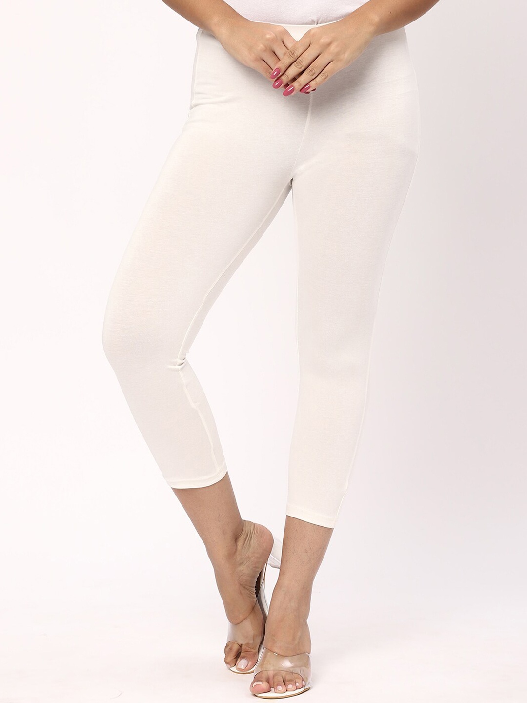 

R&B Cotton Ankle-Length Leggings, White