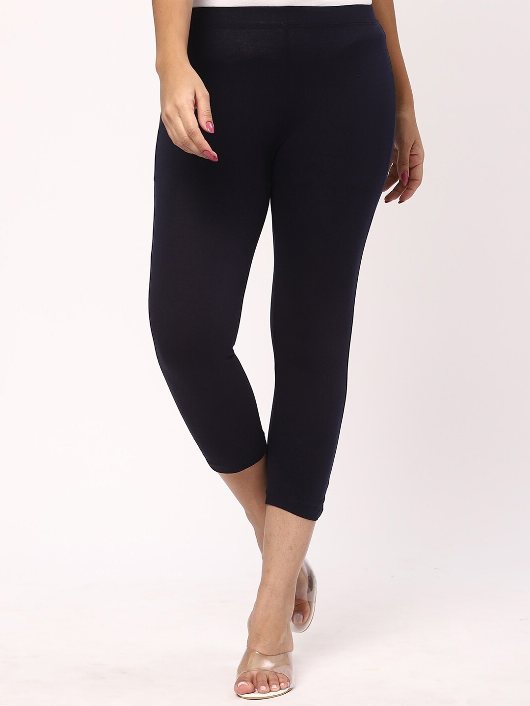

R&B Women Three Fourth-Length Cotton Leggings, Blue