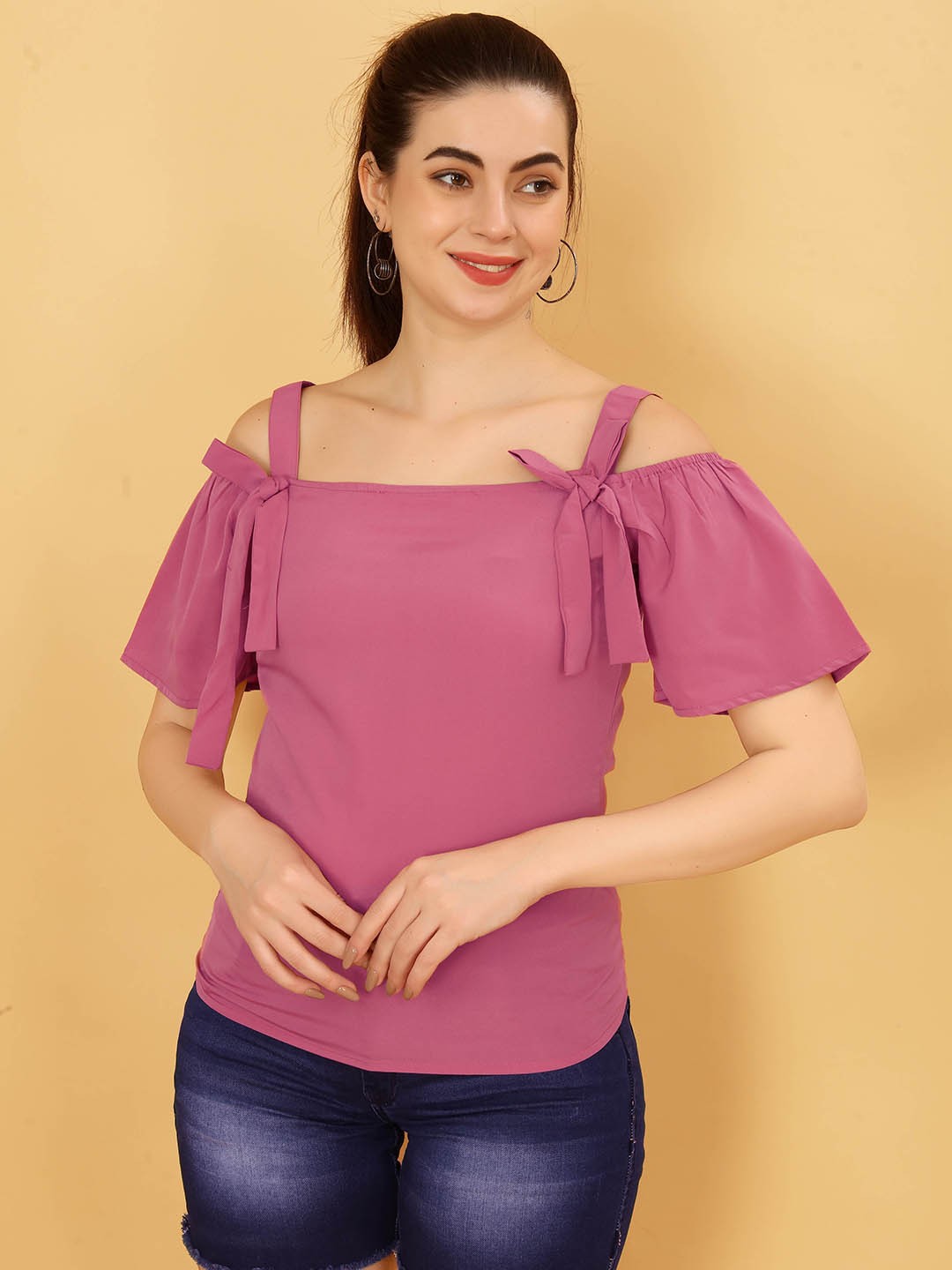

PSBT Quality on way Shoulder Straps Casual Top, Pink