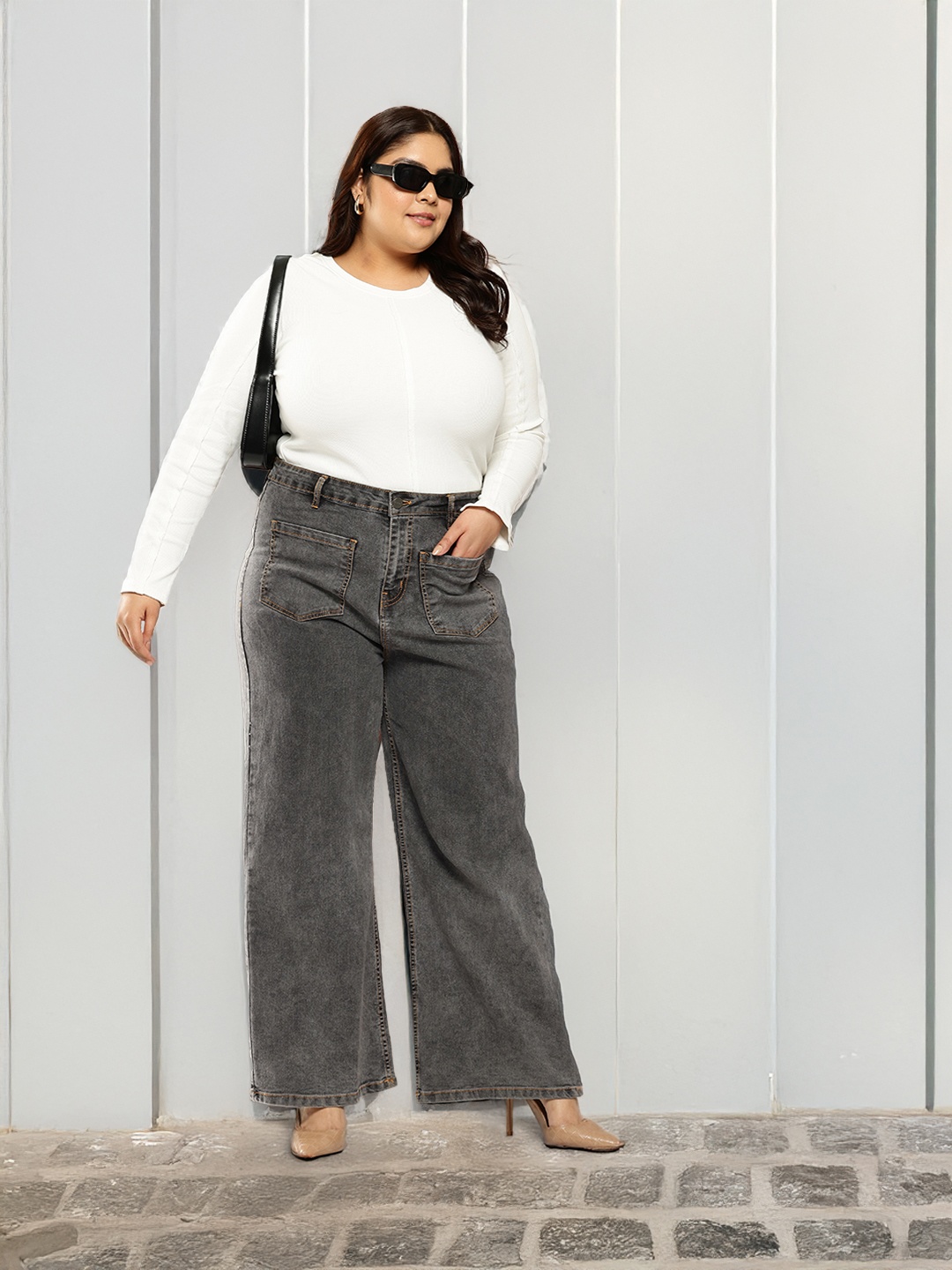 

Sztori Women Plus Size Relaxed Fit Stretchable Jeans, Grey