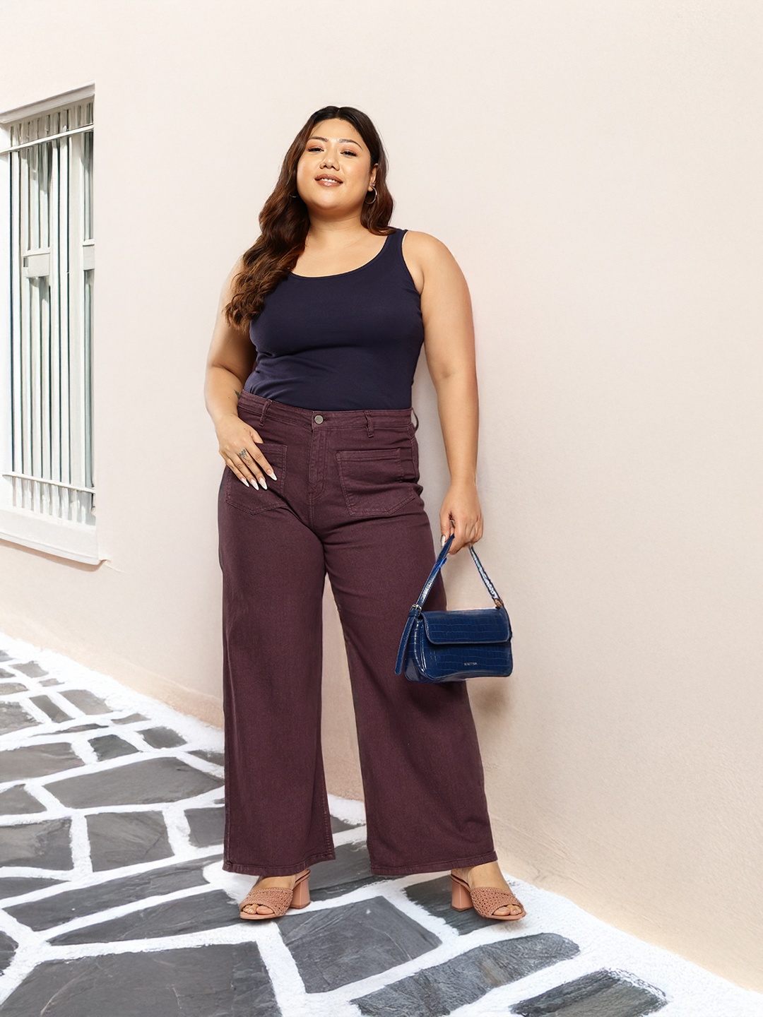 

Sztori Women Plus Size Relaxed Fit Jeans, Burgundy