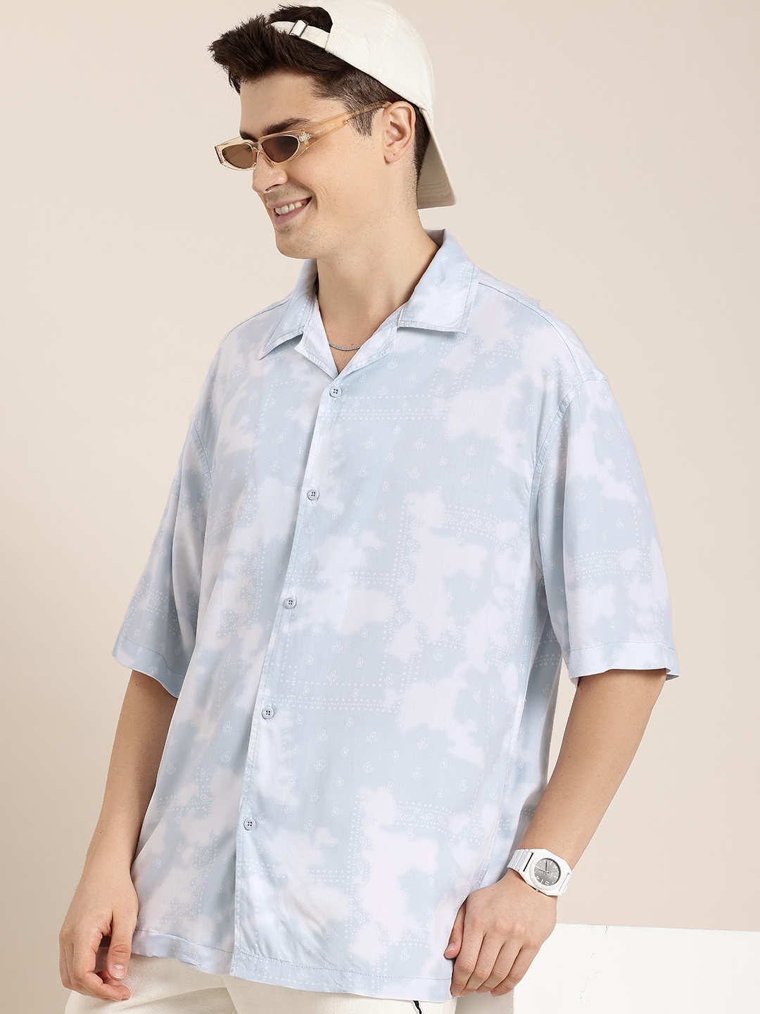 

HERE&NOW Printed Relaxed Fit Casual Shirt, Blue