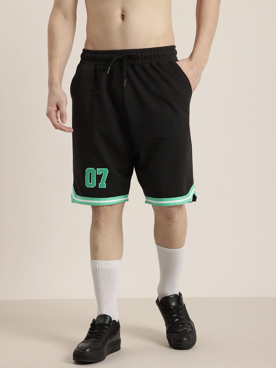 

HERE&NOW Varsity Printed Shorts, Black