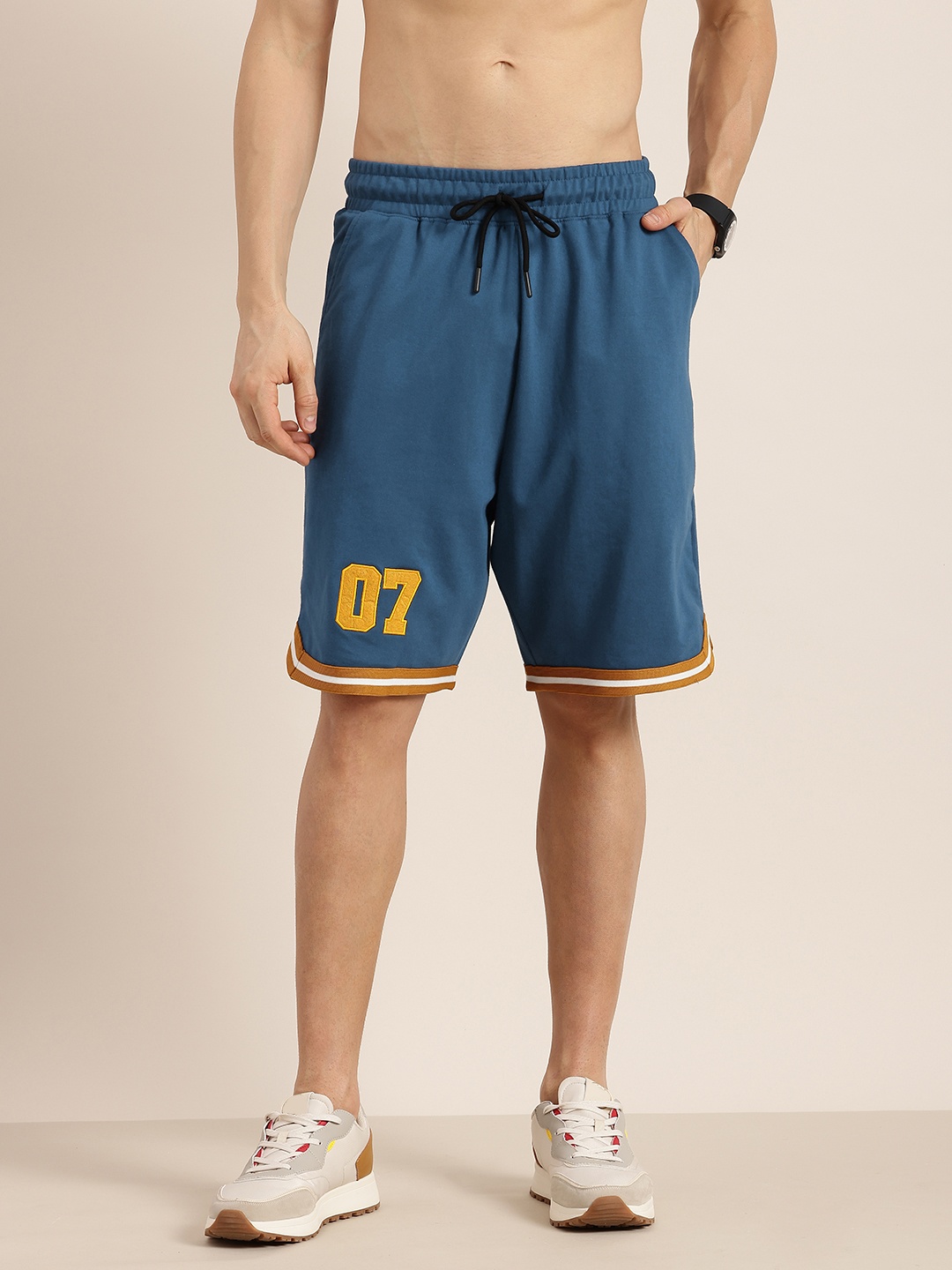 

HERE&NOW Men Varsity Printed Shorts, Blue