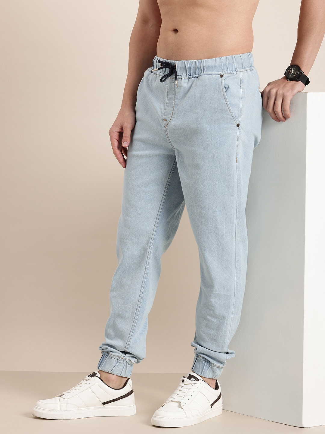 

HERE&NOW Jogger Fit Stretchable Jeans, Blue