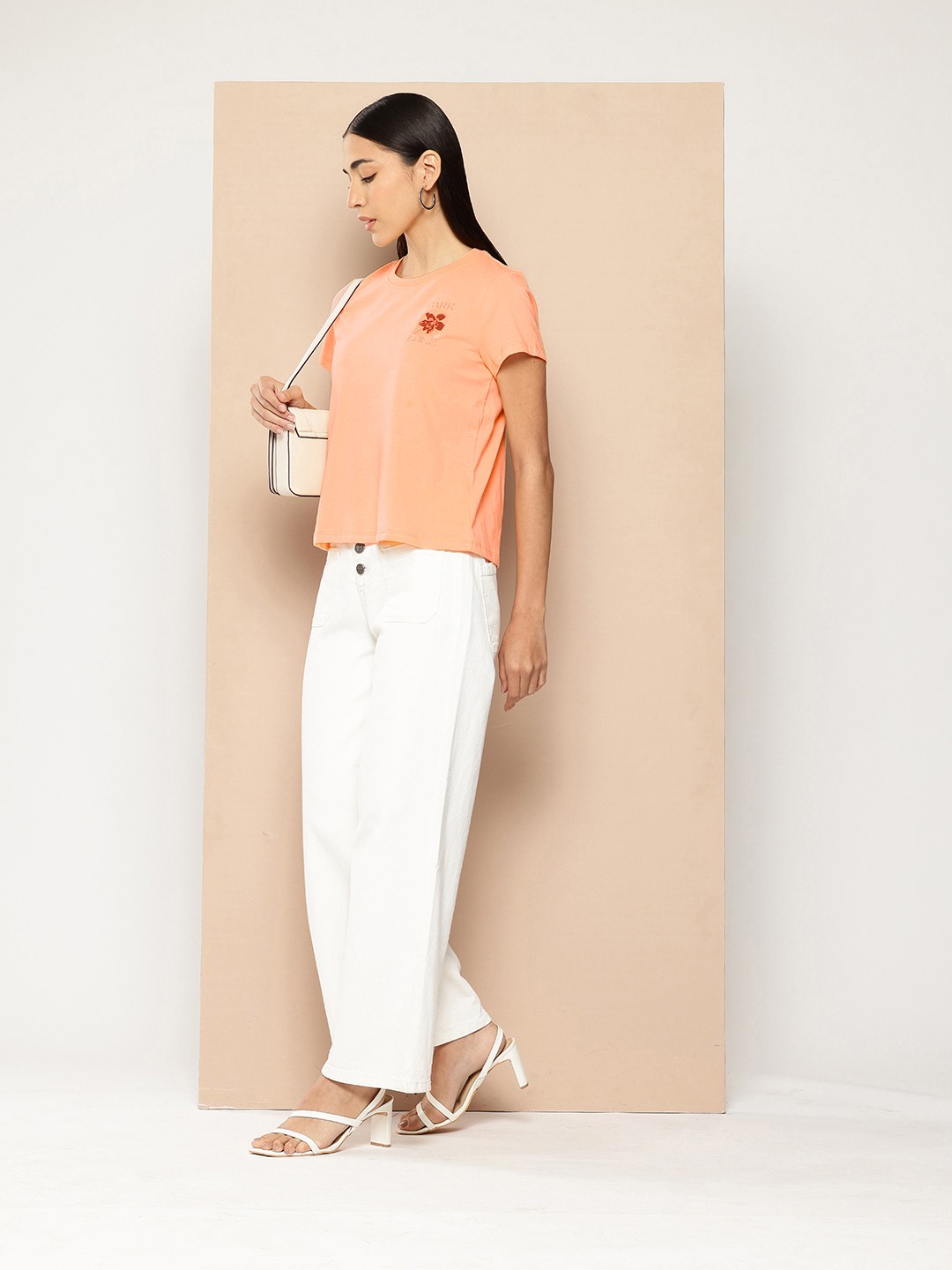 

Chemistry Women Pure Cotton T-shirt, Peach