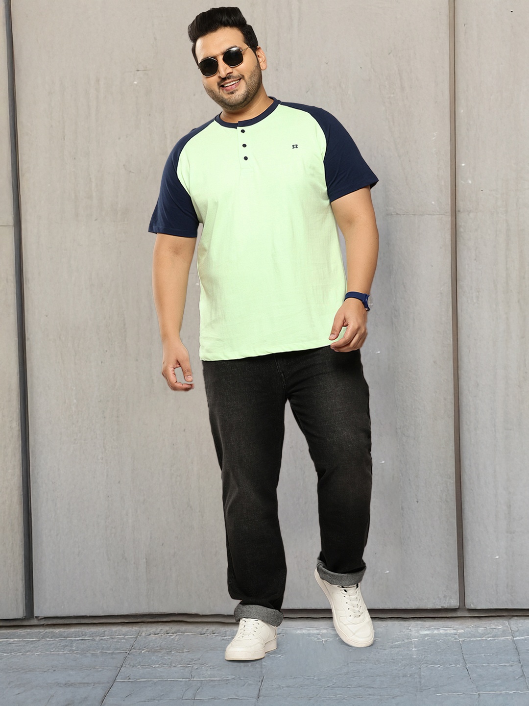 Sztori Plus Size Pure Cotton T-shirt, Green