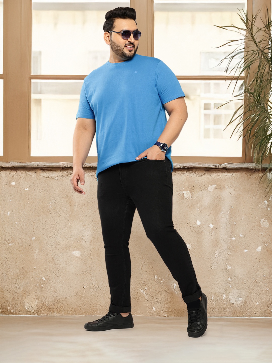 

Sztori Plus Size Pure Cotton Pure Cotton T-shirt, Blue