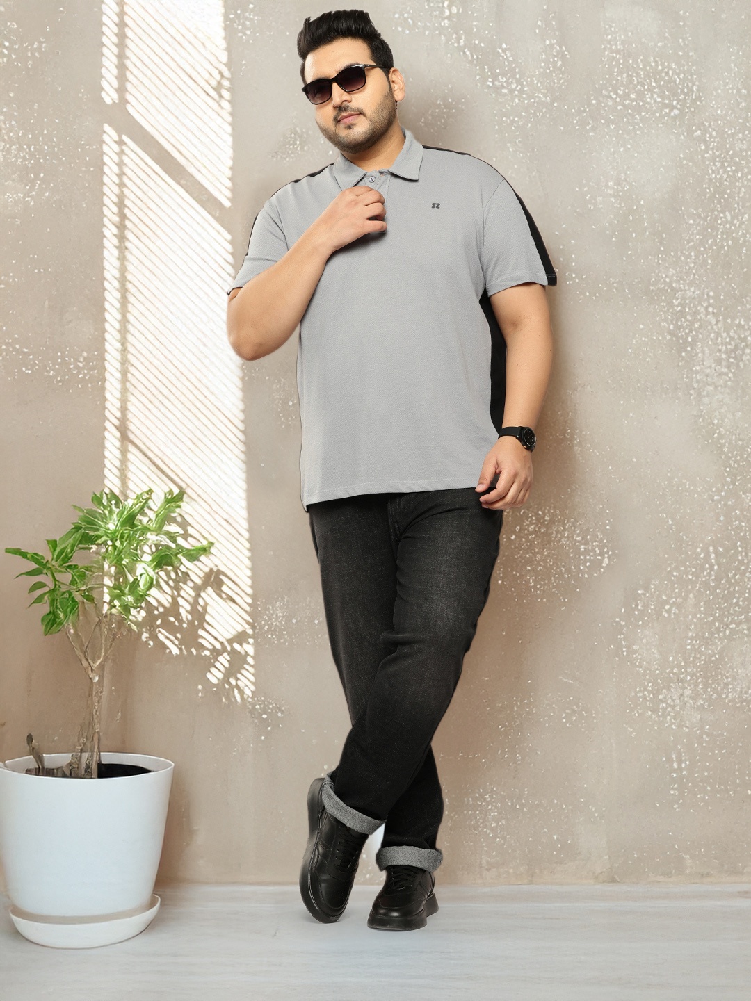

Sztori Plus Size Pure Cotton T-shirt, Grey